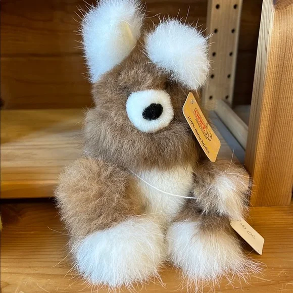 031. 100% Alpaca Stuffed Animal - Brown and White bunny - Picture 1 of 4